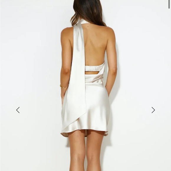 Hello Molly Luxe Arrival Satin Mini Dress Champagne NWT - Picture 2 of 5